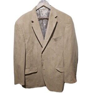 Chaps Ralph Lauren Blazer 48L Beige Faux Suede 2 Button Sportscoat Elbow Patches